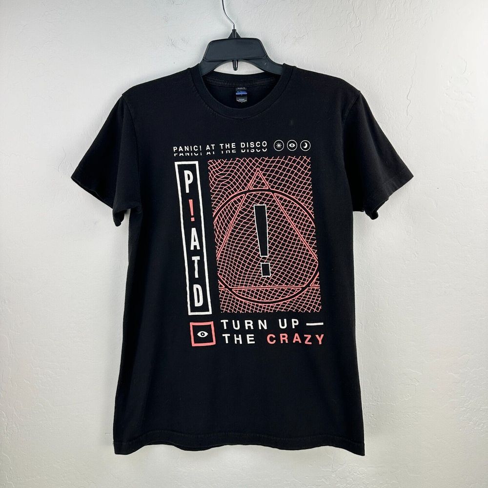 Tultex T-shirt Panic At The Disco M Black Red Turn Up The Crazy Tee